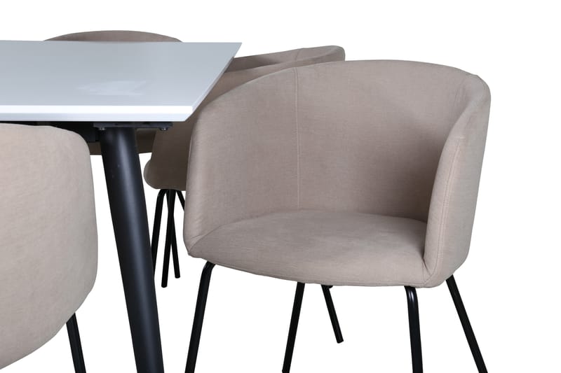 Jimms Spisegruppe 195 cm Rektangulær med 6 Berita Stoler - Beige - Møbler - Bord - Spisegrupper