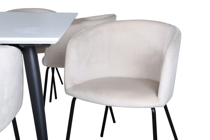 Jimms Spisegruppe 195 cm Rektangulær med 6 Berita Stoler - Beige - Møbler - Bord - Spisegrupper