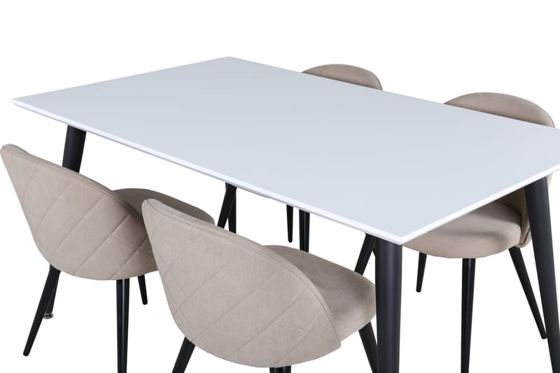 Jimmy Spisegruppe 150 cm Rektangulær med 4 Velvet Stoler - Beige - Møbler - Bord - Spisegrupper