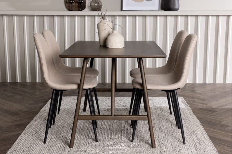 Kaseidon Spisegruppe 120 cm Rektangulær med 4 Bennie Stoler - Beige - Møbler - Bord - Spisegrupper