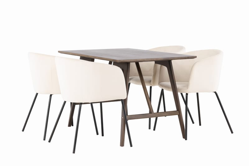 Kaseidon Spisegruppe 120 cm Rektangulær med 4 Berit Stoler - Beige - Møbler - Bord - Spisegrupper