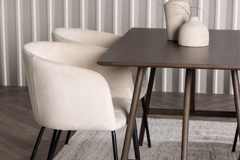 Kaseidon Spisegruppe 120 cm Rektangulær med 4 Berita Stoler - Beige - Møbler - Bord - Spisegrupper