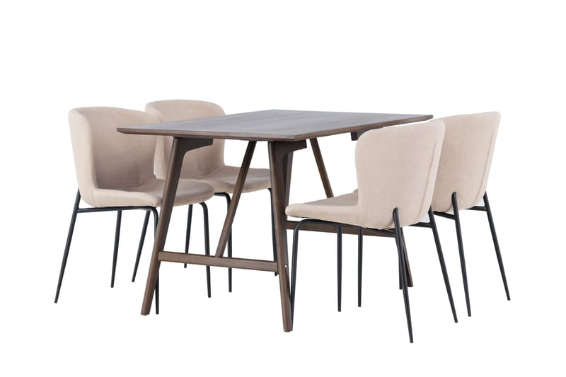 Kaseidon Spisegruppe 120 cm Rektangulær med 4 Modesto Stoler - Beige - Møbler - Bord - Spisegrupper