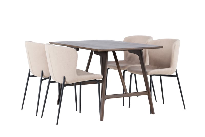 Kaseidon Spisegruppe 120 cm Rektangulær med 4 Modesto Stoler - Beige - Møbler - Bord - Spisegrupper