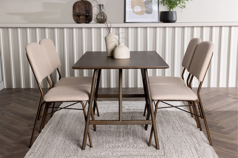 Kaseidon Spisegruppe 120 cm Rektangulær med 4 Seda Stoler - Beige - Møbler - Bord - Spisegrupper