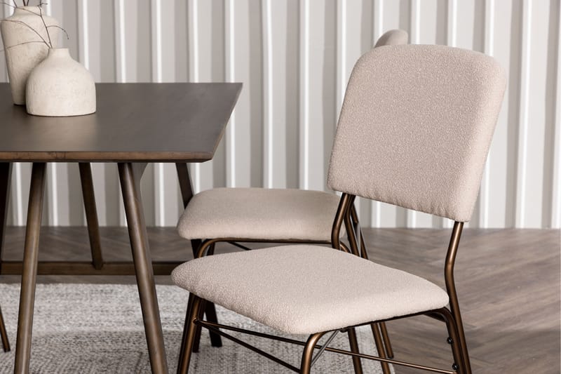 Kaseidon Spisegruppe 120 cm Rektangulær med 4 Seda Stoler - Beige - Møbler - Bord - Spisegrupper