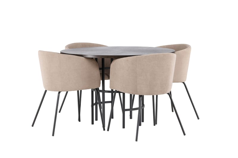 Kavenhamn Spisegruppe 115 cm Rund med 4 Berita Stoler - Beige - Møbler - Bord - Spisegrupper