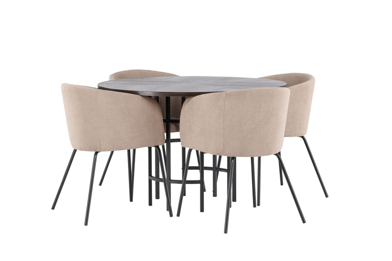 Kavenhamn Spisegruppe 115 cm Rund med 4 Berita Stoler - Beige - Møbler - Bord - Spisegrupper