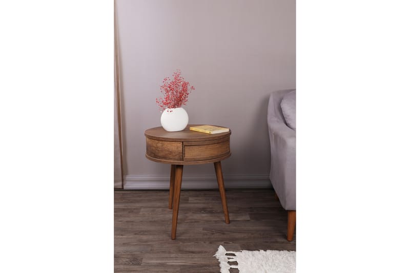 Yuvarlak Sidebord 60x50 cm Brun - Hanah Home - Møbler - Bord - Avlastningsbord - Lampebord & sidebord