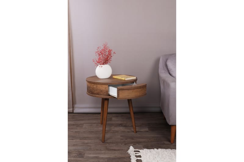 Yuvarlak Sidebord 60x50 cm Brun - Hanah Home - Møbler - Bord - Avlastningsbord - Lampebord & sidebord