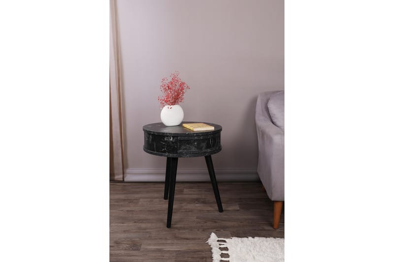 Yuvarlak Sidebord 58,5x50 cm Svart - Hanah Home - Møbler - Bord - Avlastningsbord - Lampebord & sidebord