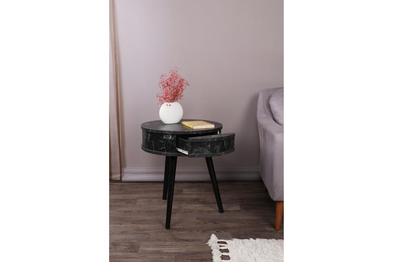 Yuvarlak Sidebord 58,5x50 cm Svart - Hanah Home - Møbler - Bord - Avlastningsbord - Lampebord & sidebord