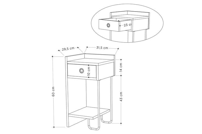 Sirius Nattbord 32x30 cm Lysbrun - Hanah Home - Møbler - Bord - Avlastningsbord - Sengebord & nattbord