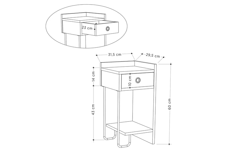 Sirius Nattbord 32x30 cm Lysbrun - Hanah Home - Møbler - Bord - Avlastningsbord - Sengebord & nattbord