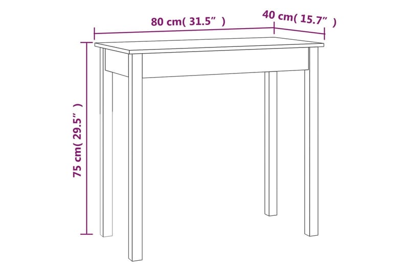 beBasic Konsollbord 80x40x75 cm heltre furu - Brun - Møbler - Bord - Avlastningsbord - Konsollbord