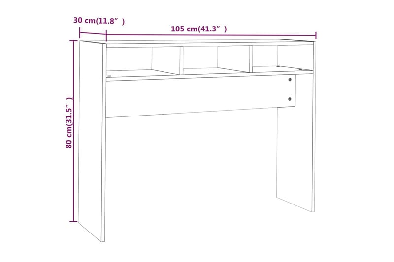 beBasic Konsollbord brun eik 105x30x80 cm konstruert tre - Brun - Møbler - Bord - Avlastningsbord - Konsollbord