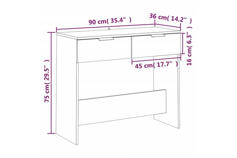 beBasic Konsollbord grå sonoma 90x36x75 cm konstruert tre - GrÃ¥ - Møbler - Bord - Avlastningsbord - Konsollbord