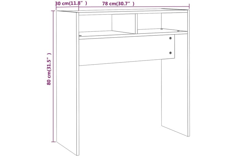 beBasic Konsollbord røkt eik 78x30x80 cm konstruert tre - Brun - Møbler - Bord - Avlastningsbord - Konsollbord