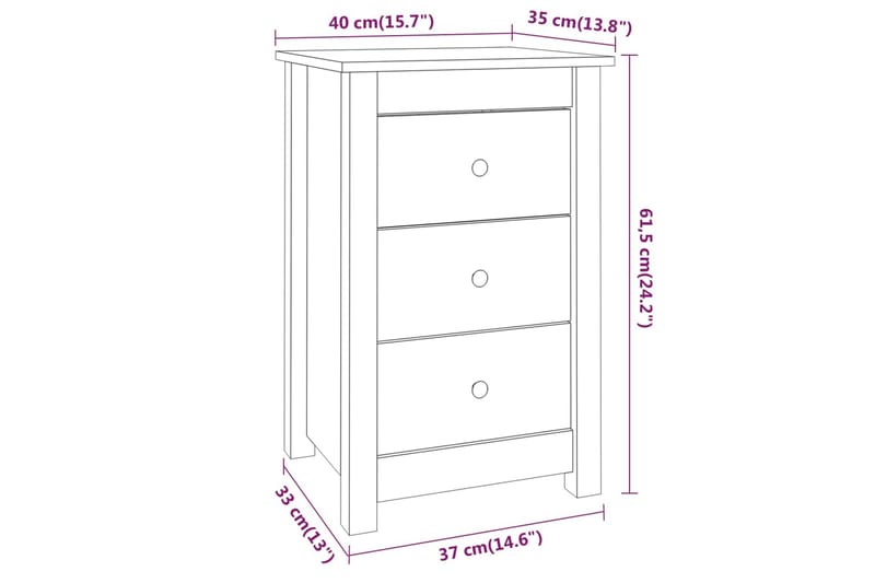 beBasic Nattbord 2 stk 40x35x61,5 heltre furu - Brun - Møbler - Bord - Avlastningsbord - Sengebord & nattbord