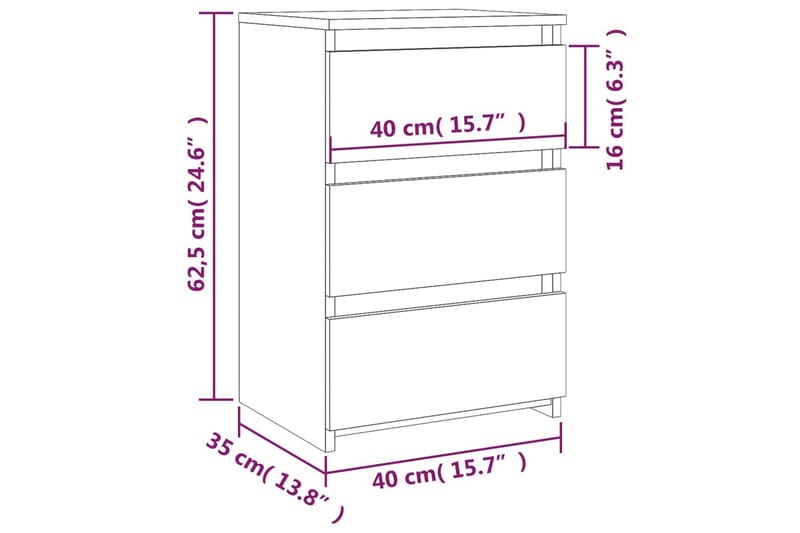 beBasic Nattbord 2 stk brun eik 40x35x62,5 cm konstruert tre - Brun - Møbler - Bord - Avlastningsbord - Sengebord & nattbord