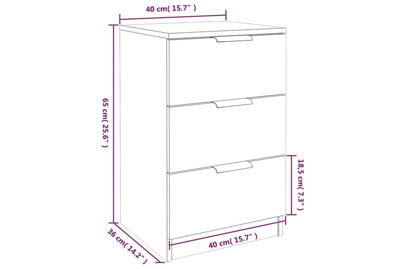 beBasic Nattbord 2 stk brun eik 40x36x65 cm - Brun - Møbler - Bord - Avlastningsbord - Sengebord & nattbord