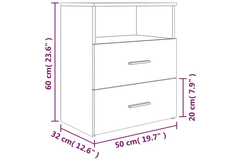 beBasic Nattbord 2 stk brun eik 50x32x60 cm - Brun - Møbler - Bord - Avlastningsbord - Sengebord & nattbord