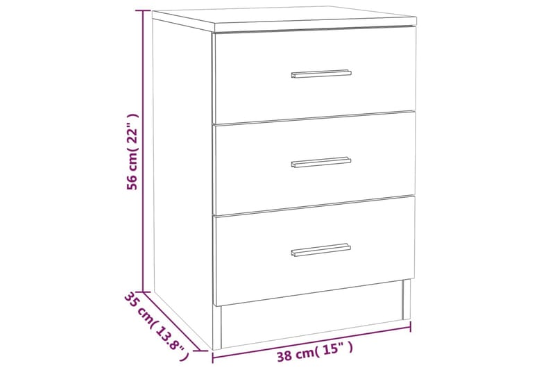 beBasic Nattbord 2 stk grå sonoma eik 38x35x56 cm konstruert tre - GrÃ¥ - Møbler - Bord - Avlastningsbord - Sengebord & nattbord