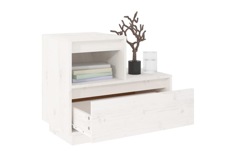 beBasic Nattbord 2 stk hvit 60x34x51 heltre furu - Hvit - Møbler - Bord - Avlastningsbord - Sengebord & nattbord