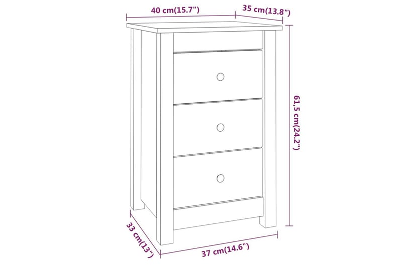 beBasic Nattbord 40x35x61,5 cm heltre furu - Brun - Møbler - Bord - Avlastningsbord - Sengebord & nattbord