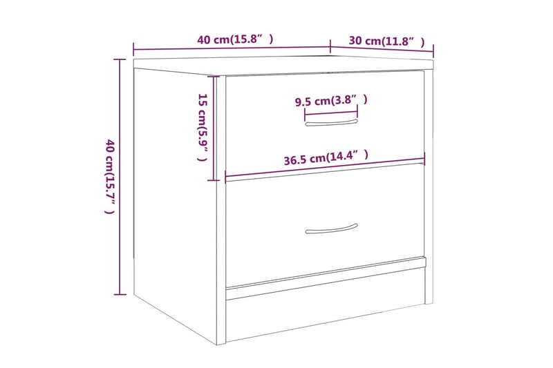 beBasic Nattbord brun eik 40x30x40 cm konstruert tre - Brun - Møbler - Bord - Avlastningsbord - Sengebord & nattbord