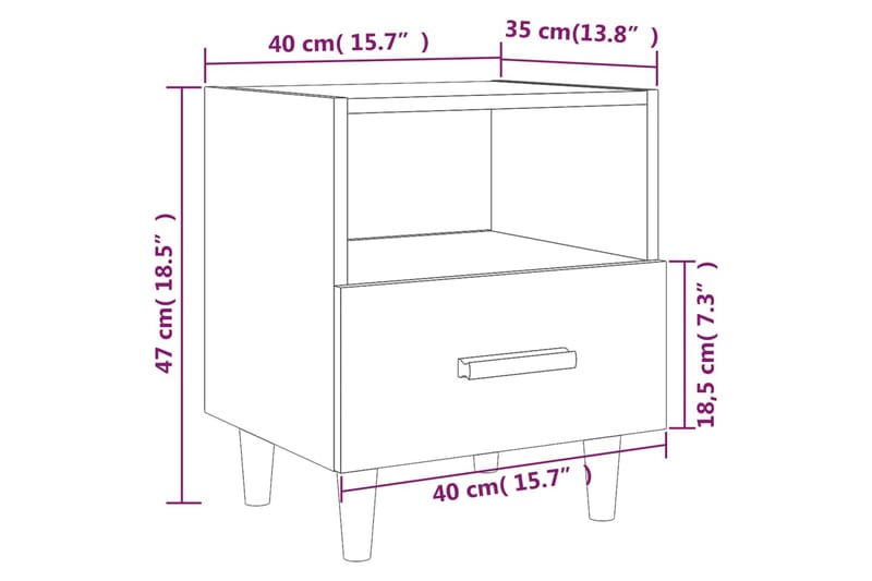 beBasic Nattbord brun eik 40x35x47 cm - Brun - Møbler - Bord - Avlastningsbord - Sengebord & nattbord