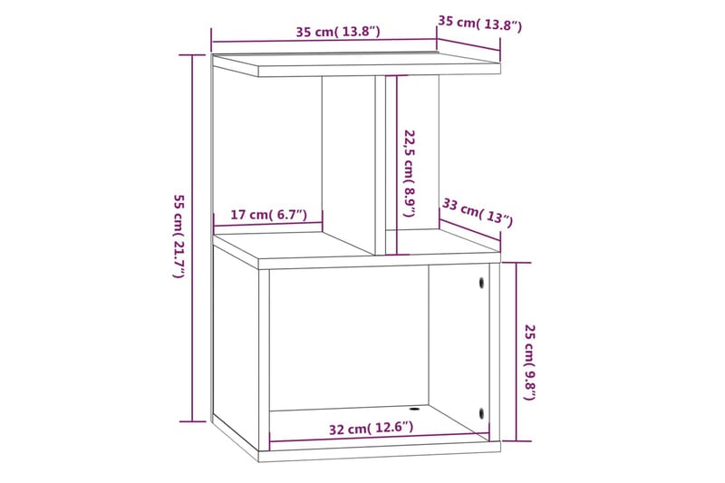 beBasic Nattbord røkt eik 35x35x55 cm konstruert tre - Brun - Møbler - Bord - Avlastningsbord - Sengebord & nattbord