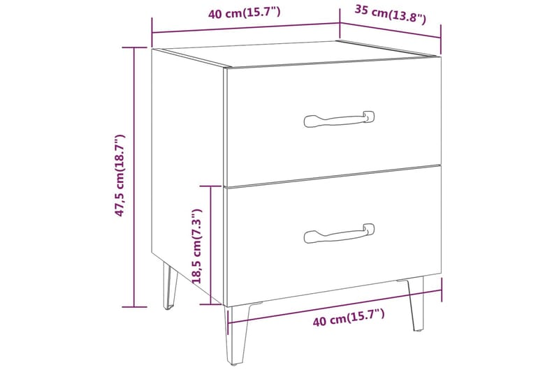 beBasic Nattbord røkt eik 40x35x47,5 cm - Brun - Møbler - Bord - Avlastningsbord - Sengebord & nattbord