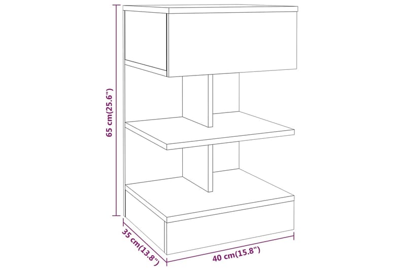 beBasic Nattbord røkt eik 40x35x65 cm konstruert tre - Brun - Møbler - Bord - Avlastningsbord - Sengebord & nattbord