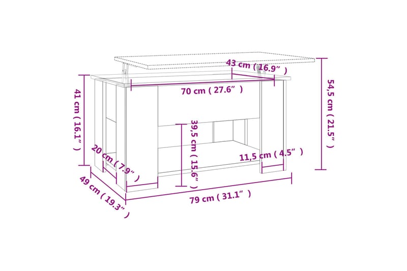 beBasic Salongbord betonggrå 79x49x41 cm konstruert tre - GrÃ¥ - Møbler - Bord - Avlastningsbord - Lampebord & sidebord