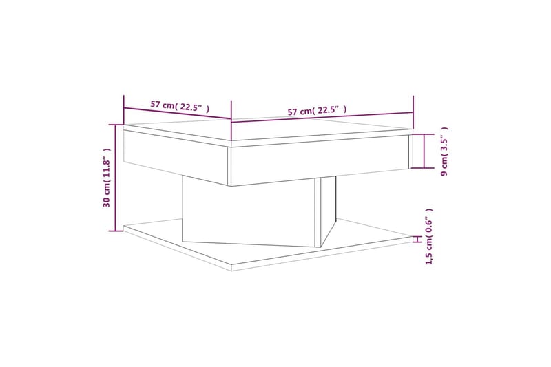 beBasic Salongbord brun eik 57x57x30 cm konstruert tre - Brun - Møbler - Bord - Avlastningsbord - Lampebord & sidebord