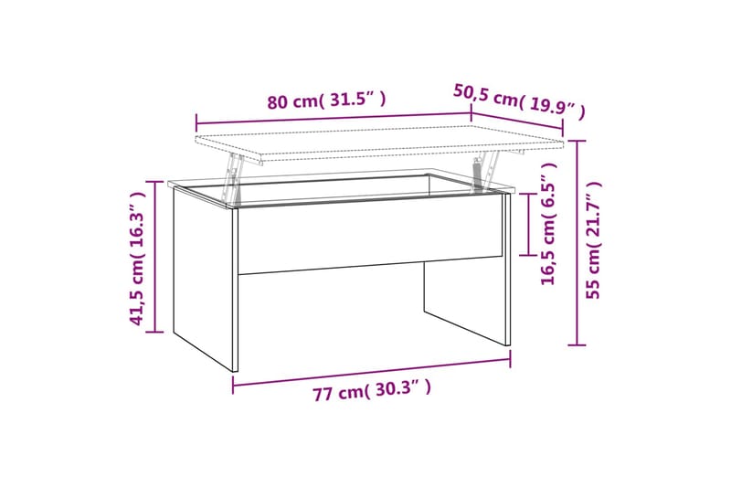 beBasic Salongbord brun eik 80x50,5x41,5 cm konstruert tre - Brun - Møbler - Bord - Avlastningsbord - Lampebord & sidebord