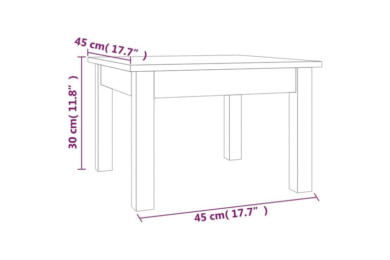 beBasic Salongbord grå 45x45x30 cm heltre furu - GrÃ¥ - Møbler - Bord - Avlastningsbord - Lampebord & sidebord