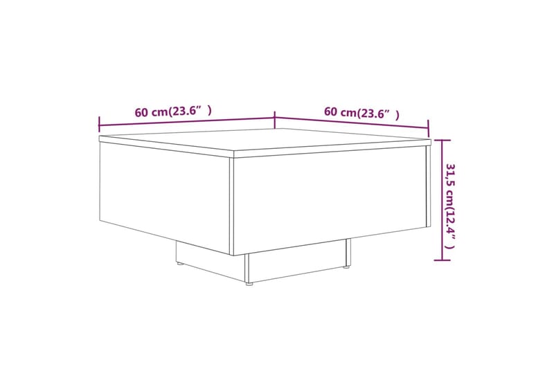 beBasic Salongbord grå sonoma 60x60x31,5 cm konstruert tre - GrÃ¥ - Møbler - Bord - Avlastningsbord - Lampebord & sidebord