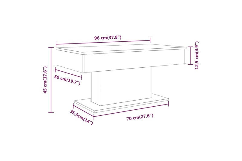 beBasic Salongbord grå sonoma 96x50x45 cm konstruert tre - GrÃ¥ - Møbler - Bord - Avlastningsbord - Lampebord & sidebord