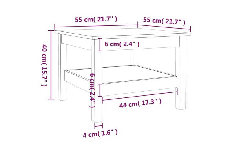 beBasic Salongbord honningbrun 55x55x40 cm heltre furu - Brun - Møbler - Bord - Avlastningsbord - Lampebord & sidebord