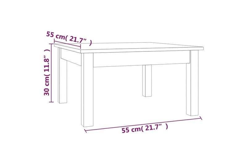 beBasic Salongbord hvit 55x55x30 cm heltre furu - Hvit - Møbler - Bord - Avlastningsbord - Lampebord & sidebord