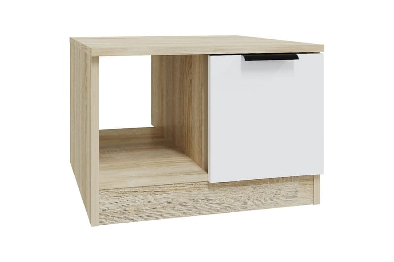 beBasic Salongbord hvit og sonoma eik 50x50x36 cm konstruert tre - Beige - Møbler - Bord - Avlastningsbord - Lampebord & sidebord