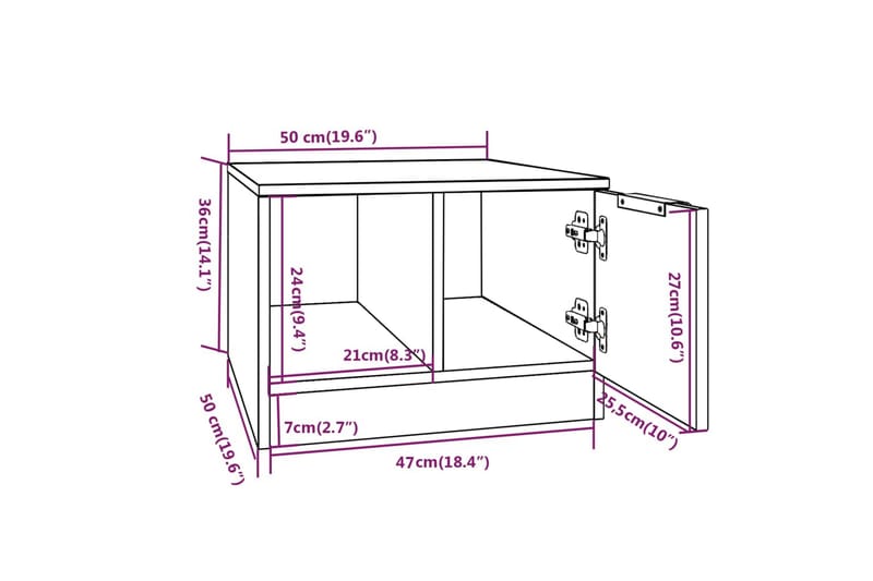 beBasic Salongbord hvit og sonoma eik 50x50x36 cm konstruert tre - Beige - Møbler - Bord - Avlastningsbord - Lampebord & sidebord