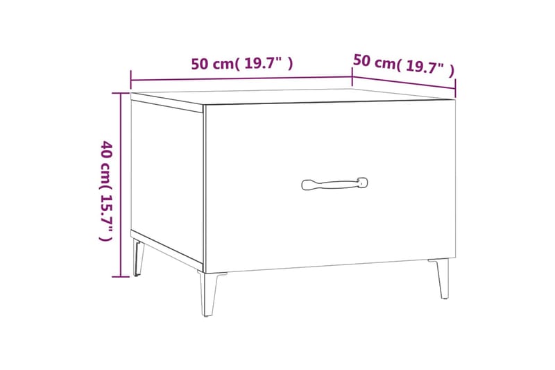 beBasic Salongbord med metallben 2 stk hvit 50x50x40 cm - Hvit - Møbler - Bord - Avlastningsbord - Lampebord & sidebord