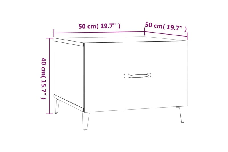 beBasic Salongbord med metallben 2 stk sonoma eik 50x50x40 cm - Brun - Møbler - Bord - Avlastningsbord - Lampebord & sidebord