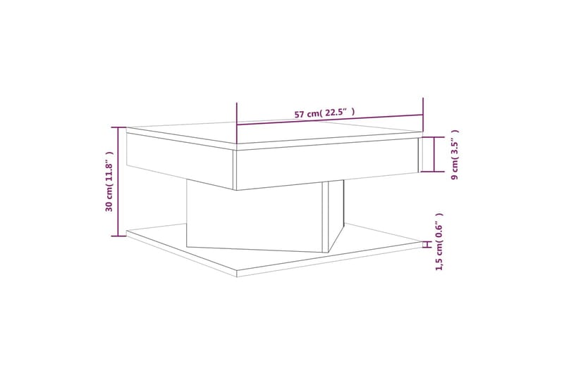 beBasic Salongbord røkt eik 57x57x30 cm konstruert tre - Brun - Møbler - Bord - Avlastningsbord - Lampebord & sidebord