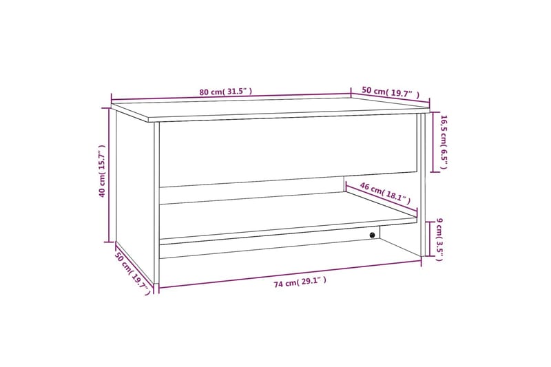 beBasic Salongbord røkt eik 80x50x40 cm konstruert tre - Brun - Møbler - Bord - Avlastningsbord - Lampebord & sidebord