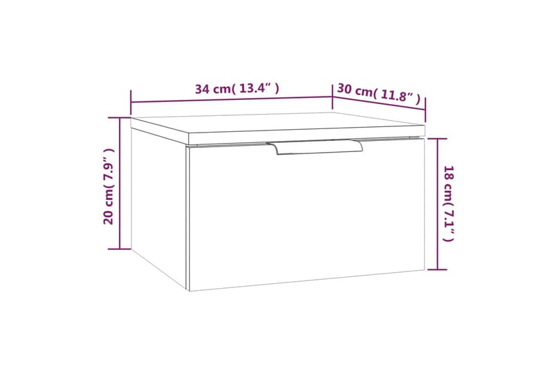 beBasic Veggmontert nattbord brun eik 34x30x20 cm - Brun - Møbler - Bord - Avlastningsbord - Sengebord & nattbord