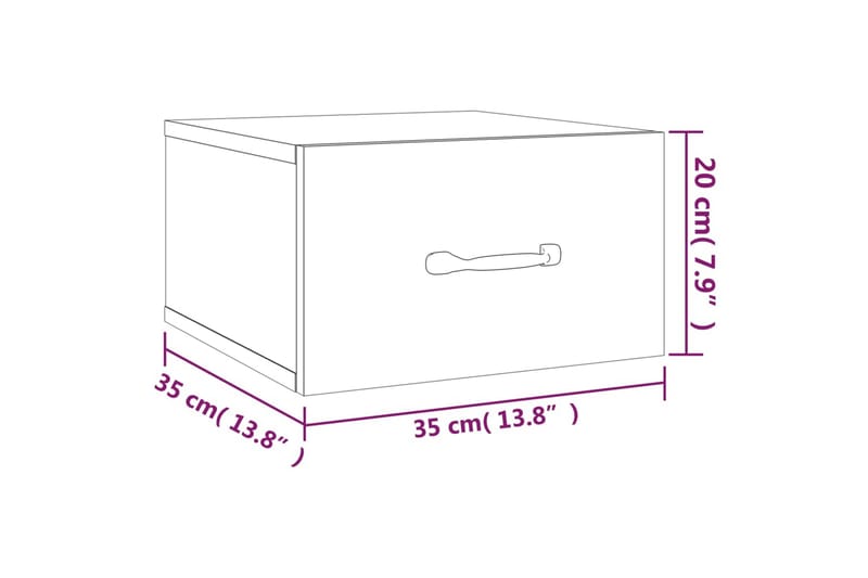 beBasic Veggmontert nattbord høyglans hvit 35x35x20 cm - Hvit - Møbler - Bord - Avlastningsbord - Sengebord & nattbord